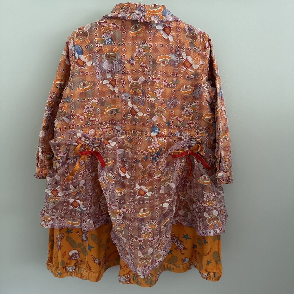 VTG Oilily Orange Robot Space Baseball Flannel Dress Artsy Whimsy Euro 98 / 3 - Picture 2 of 8